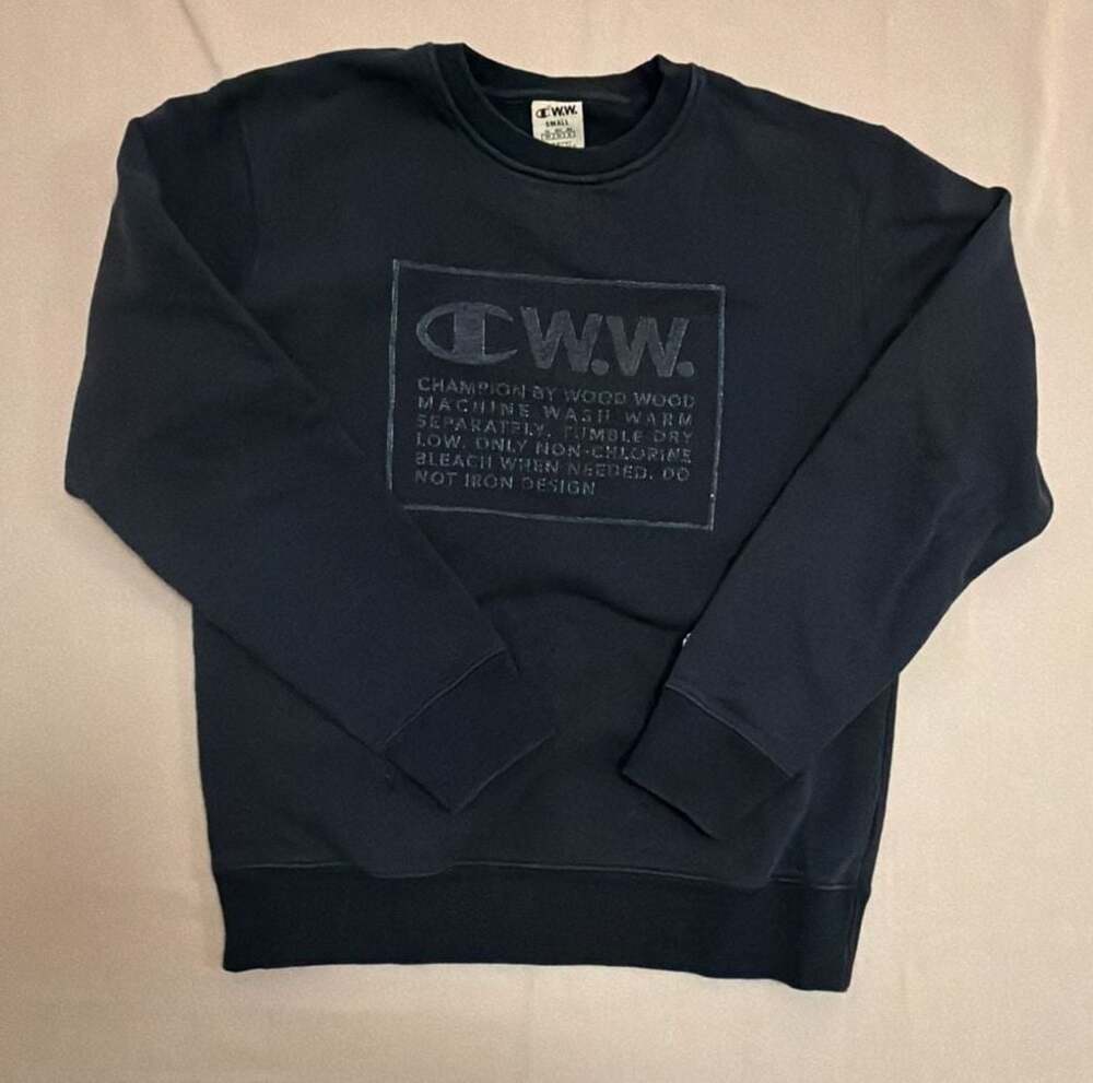 Champion W.W. Reverse Weave Black Crewneck Sweatshirt Size Small